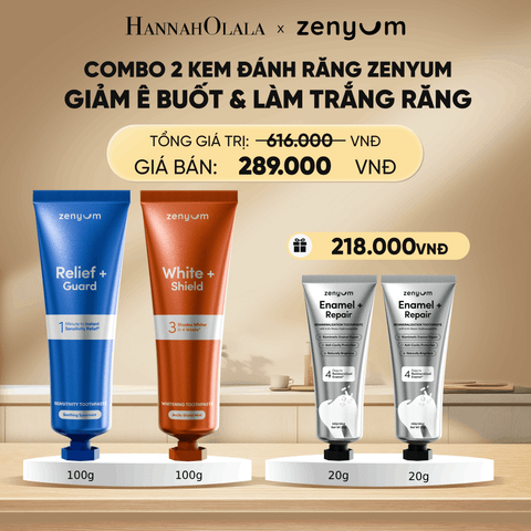  DEAL 5: COMBO 2 KEM ĐÁNH RĂNG ZENYUM PHỤC HỒI MEN / GIẢM Ê BUỐT / LÀM TRẮNG 100G 
