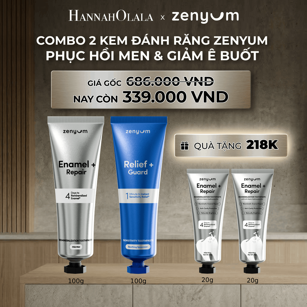  DEAL 5: COMBO 2 KEM ĐÁNH RĂNG ZENYUM PHỤC HỒI MEN / GIẢM Ê BUỐT / LÀM TRẮNG 100G 