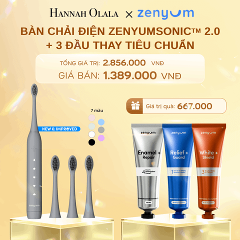  DEAL 5: BỘ BÀN CHẢI ĐIỆN ZENYUM SONIC 2.0 + 3 ĐẦU THAY TIÊU CHUẨN 