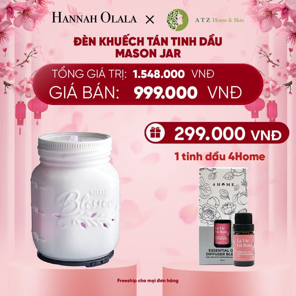  DEAL 6: MUA ĐÈN KHUẾCH TÁN TINH DẦU MASON JAR (DIFFUSER) 