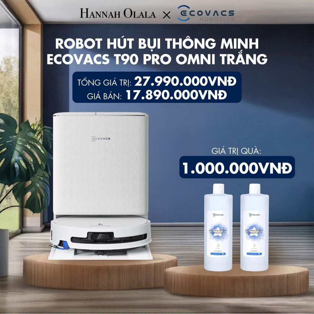  ROBOT HÚT BỤI THÔNG MINH ECOVACS T90 PRO OMNI TRẮNG - DEAL 6 