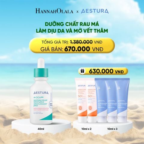  DEAL 6: [PHIÊN BẢN CẢI TIẾN] DƯỠNG CHẤT RAU MÁ LÀM DỊU, MỜ THÂM VÀ PHỤC HỒI DA KHÔ/MỤN/NHẠY CẢM AESTURA A-CICA365 BLEMISH RELIEF SERUM 40ML 