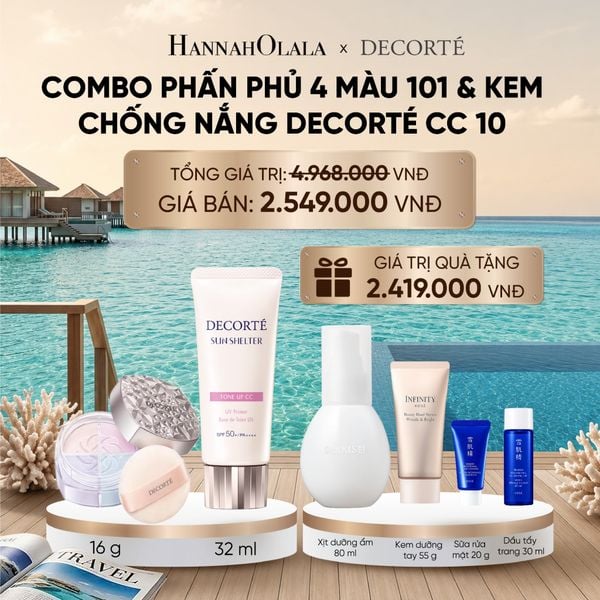  DEAL 9: COMBO PHẤN PHỦ 4 MÀU 101 & KEM CHỐNG NẮNG DECORTÉ SHELTER_ A1817_ D787 
