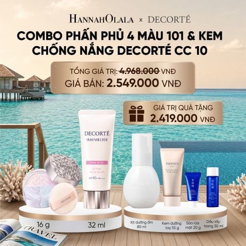  DEAL 9: COMBO PHẤN PHỦ 4 MÀU 101 & KEM CHỐNG NẮNG DECORTÉ SHELTER_ A1817_ D787 