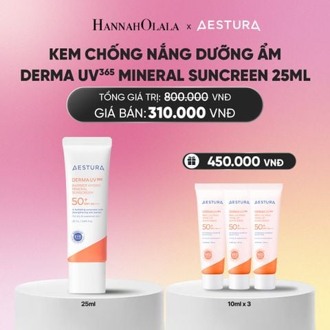  KEM CHỐNG NẮNG DƯỠNG ẨM AESTURA DERMA UV365 BARRIER HYDRO MINERAL SUNSCREEN 25ML SPF50+ PA++++_A2410 