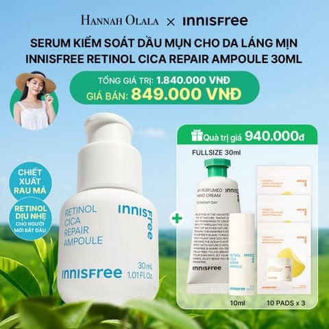  DEAL 6: SERUM KIỂM SOÁT DẦU MỤN CHO DA LÁNG MỊN INNISFREE RETINOL CICA REPAIR AMPOULE 30ML 