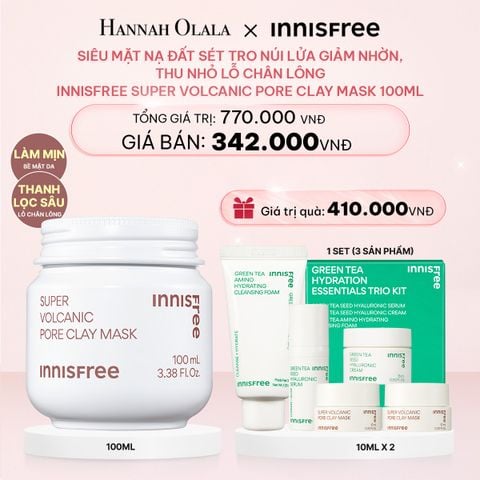  E142_DEAL 7: SIÊU MẶT NẠ ĐẤT SÉT TRO NÚI LỬA GIẢM NHỜN, THU NHỎ LỖ CHÂN LÔNG INNISFREE SUPER VOLCANIC PORE CLAY MASK 100ML 