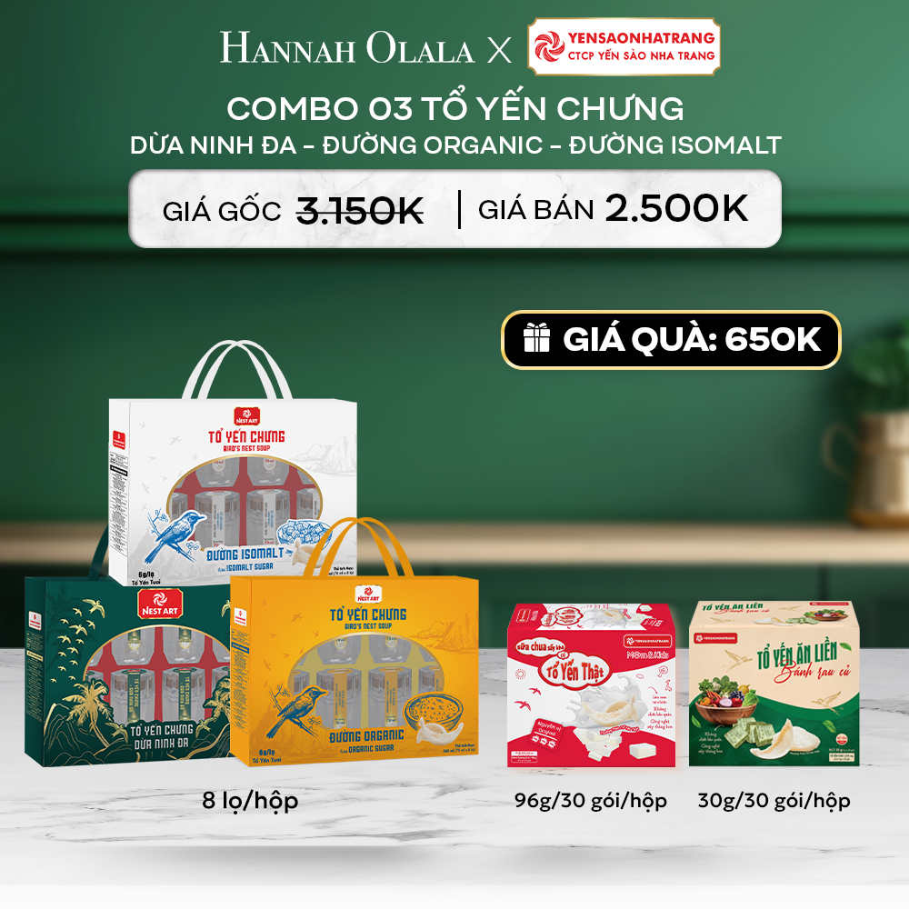  DEAL 6: COMBO 03 TỔ YẾN CHƯNG DỪA NINH ĐA- ĐƯỜNG ORGANIC- ĐƯỜNG ISOMALT 