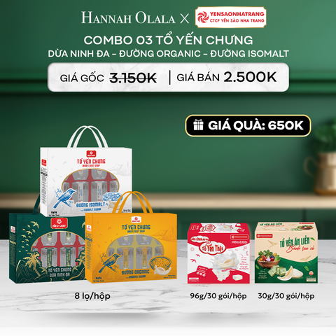  DEAL 6: COMBO 03 TỔ YẾN CHƯNG DỪA NINH ĐA- ĐƯỜNG ORGANIC- ĐƯỜNG ISOMALT 
