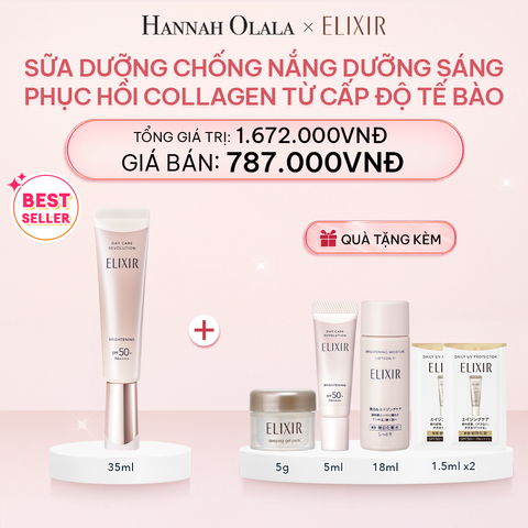 E121_DEAL 25: [THẾ HỆ MỚI] SỮA CHỐNG NẮNG DƯỠNG SÁNG PHỤC HỒI COLLAGEN TỪ CẤP ĐỘ TẾ BÀO ELIXIR DAY CARE REVOLUTION SPF50+ 35ML 