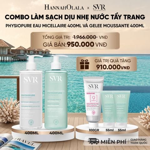  COMBO LÀM SẠCH DỊU NHẸ NƯỚC TẨY TRANG PHYSIOPURE EAU MICELLAIRE 400ML VÀ GEL RỬA MẶT GELEE MOUSSANTE 400ML - DEAL 06 