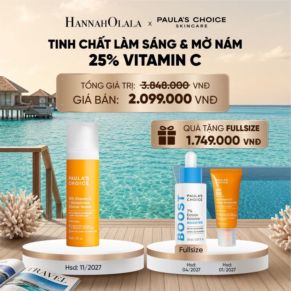  TINH CHẤT LÀM SÁNG DA VÀ MỜ NÁM CHUYÊN SÂU VỚI 25% VITAMIN C + GLUTATHIONE CLINICAL SERUM 30ML - DEAL 6 