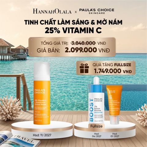  TINH CHẤT LÀM SÁNG DA VÀ MỜ NÁM CHUYÊN SÂU VỚI 25% VITAMIN C + GLUTATHIONE CLINICAL SERUM 30ML - DEAL 6 