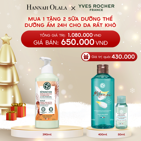  DEAL 6: MUA 1 TẶNG 2 SỮA DƯỠNG THỂ DƯỠNG ẨM 24H CHO DA RẤT KHÔ TẶNG SỮA TẮM HƯƠNG HOA TIARÉ MONOI VÀ MINI NƯỚC TẨY TRANG 