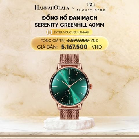  DEAL 6: ĐỒNG HỒ ĐAN MẠCH AUGUST BERG - MẶT SERENITY GREENHILL 40MM - DÂY MESH 