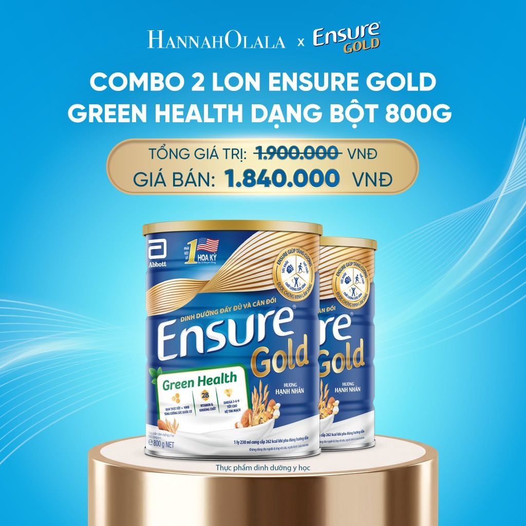  DEAL6: COMBO 2 LON ENSURE GOLD GREEN HEALTH DẠNG BỘT 800G 
