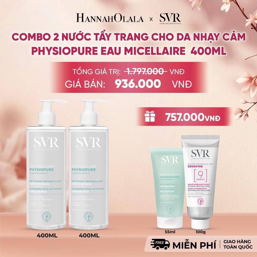  COMBO 2 NƯỚC TẨY TRANG CHO DA NHẠY CẢM PHYSIOPURE EAU MICELLAIRE 400ML - DEAL 6 - A272 