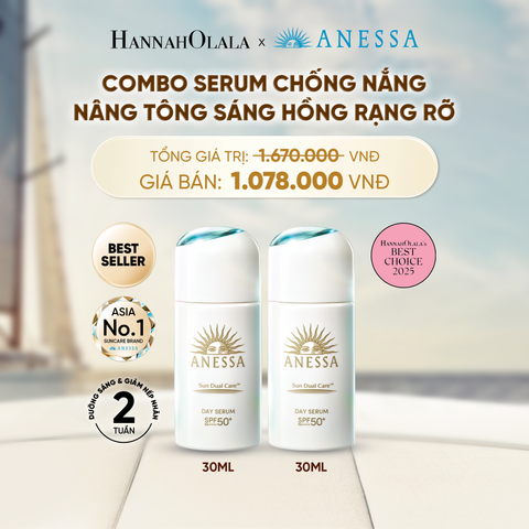  COMBO SERUM CHỐNG NẮNG DƯỠNG DA NÂNG TÔNG NGĂN NGỪA LÃO HÓA ANESSA DAY SERUM SPF50+ PA++++ 30MLX2 - DEAL 6 