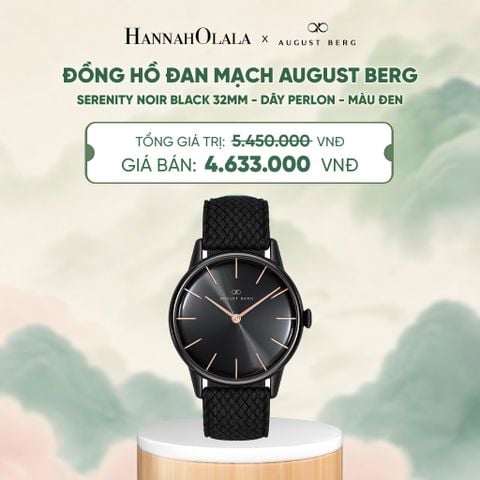  ĐỒNG HỒ ĐAN MẠCH AUGUST BERG SERENITY NOIR BLACK 32MM - DÂY PERLON - MÀU ĐEN - DEAL 6 - A1810 