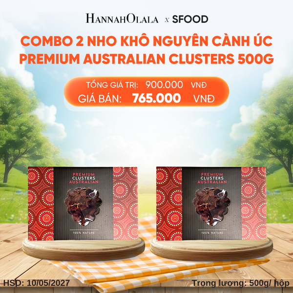  COMBO 2 NHO KHÔ NGUYÊN CÀNH ÚC PREMIUM AUSTRALIAN CLUSTERS 500G - DEAL 6:_E138 