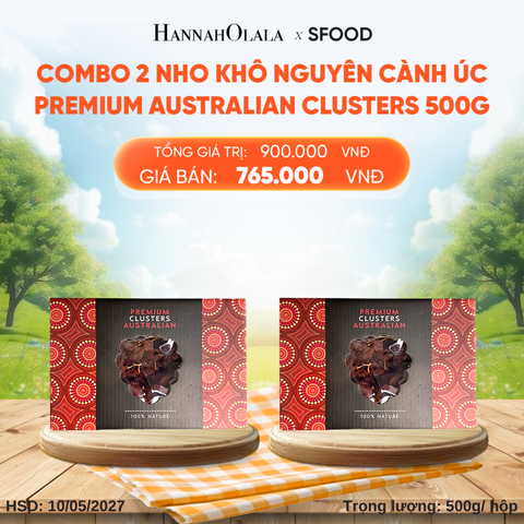  COMBO 2 NHO KHÔ NGUYÊN CÀNH ÚC PREMIUM AUSTRALIAN CLUSTERS 500G - DEAL 6: 