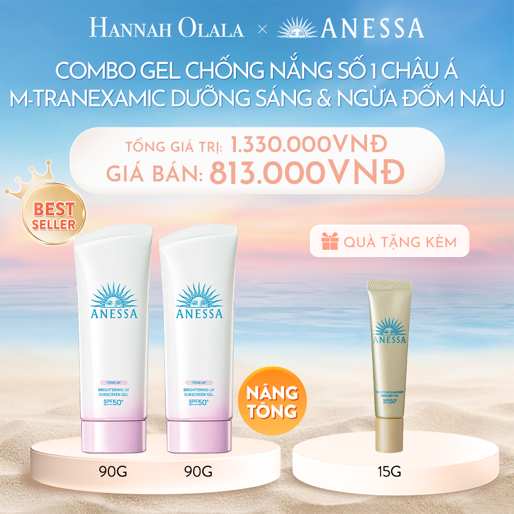  C379_DEAL 6: COMBO GEL CHỐNG NẮNG DƯỠNG SÁNG NÂNG TÔNG & HIỆU CHỈNH SẮC TÍM ANESSA BRIGHTENING GEL SPF50+ PA++++ 90GX2 