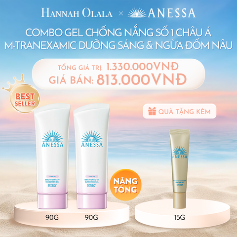  C379_DEAL 6: COMBO GEL CHỐNG NẮNG DƯỠNG SÁNG NÂNG TÔNG & HIỆU CHỈNH SẮC TÍM ANESSA BRIGHTENING GEL SPF50+ PA++++ 90GX2 
