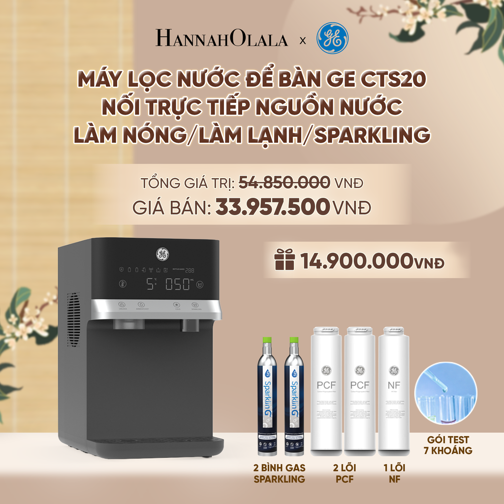 MÁY LỌC NƯỚC ĐỂ BÀN GE CTS20 NỐI TRỰC TIẾP NGUỒN NƯỚC - LÀM NÓNG/LÀM LẠNH/SPARKLING (TẠO NƯỚC CÓ GA) - DEAL 6 - A2158 