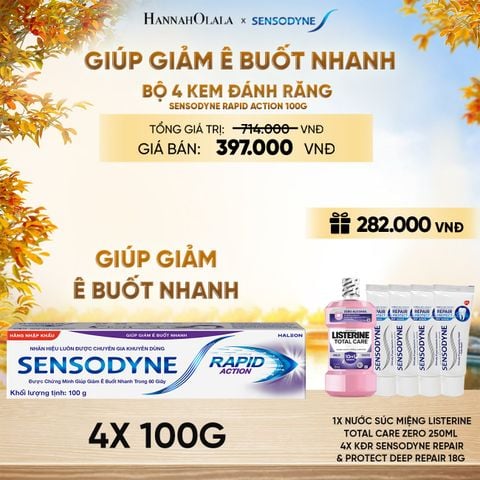  BỘ 4 KEM ĐÁNH RĂNG SENSODYNE RAPID ACTION 100G GIÚP GIẢM Ê BUỐT NHANH - E1870 