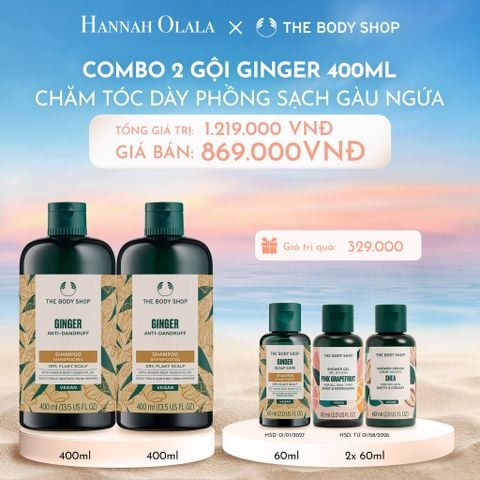  C713_DEAL 6: COMBO CHĂM TÓC DÀY PHỒNG, GIẢM GÃY RỤNG, SẠCH GÀU NGỨA GINGER 400ML - 2X DẦU GỘI 