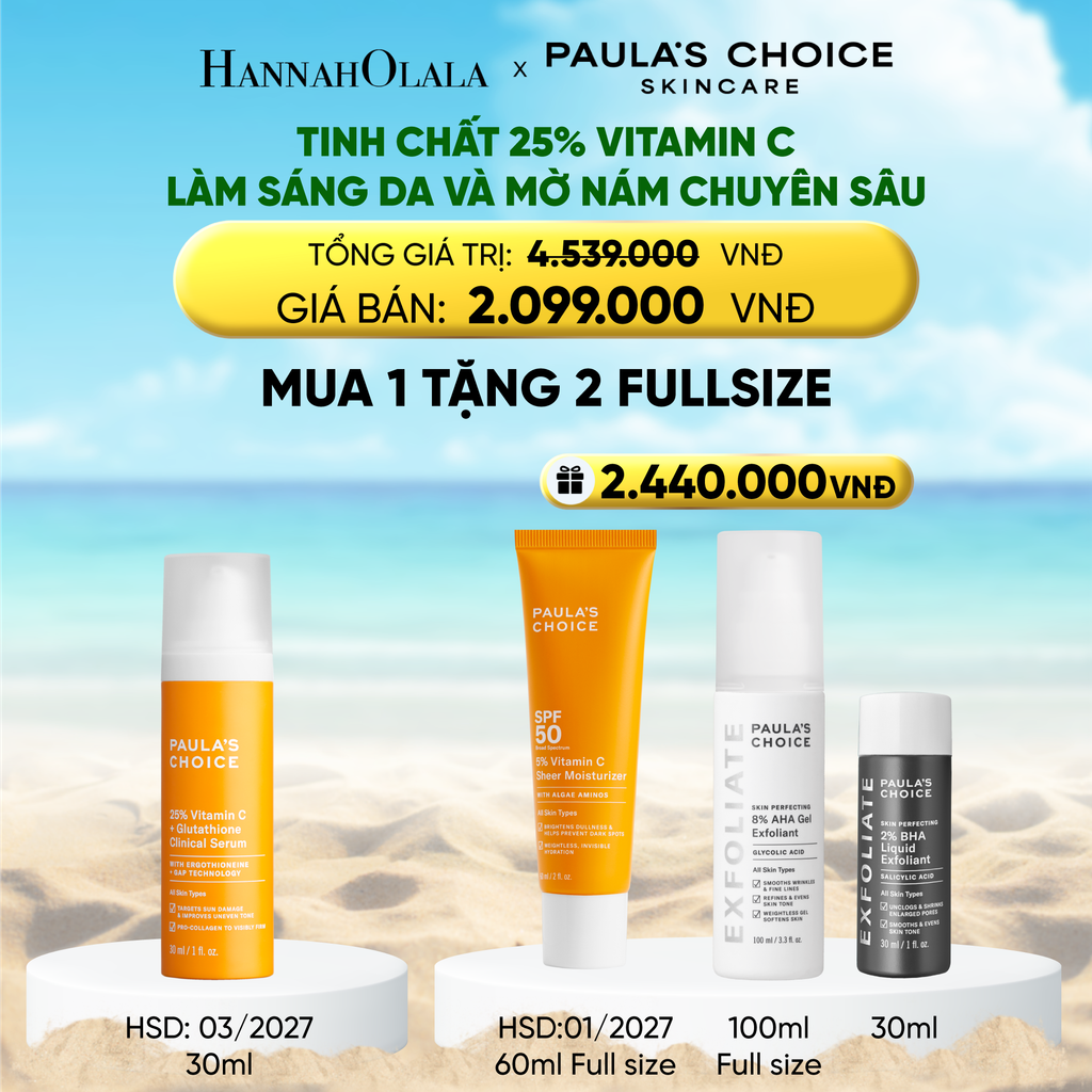  DEAL 6: TINH CHẤT LÀM SÁNG DA VÀ MỜ NÁM CHUYÊN SÂU VỚI 25% VITAMIN C + GLUTATHIONE CLINICAL SERUM 30ML 
