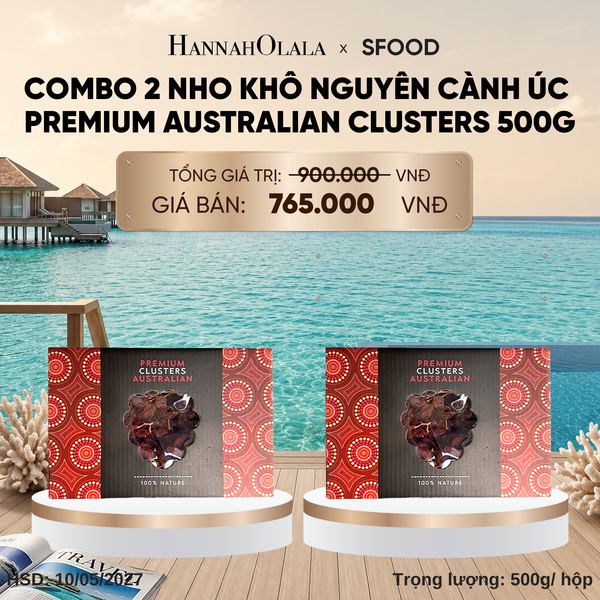  DEAL 6: COMBO 2 NHO KHÔ NGUYÊN CÀNH ÚC PREMIUM AUSTRALIAN CLUSTERS 500G_ D212 