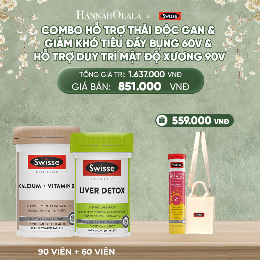  DEAL 6: COMBO HỖ TRỢ THẢI ĐỘC GAN & GIẢM KHÓ TIÊU ĐẦY BỤNG 60V & HỖ TRỢ DUY TRÌ MẬT ĐỘ XƯƠNG 90V 