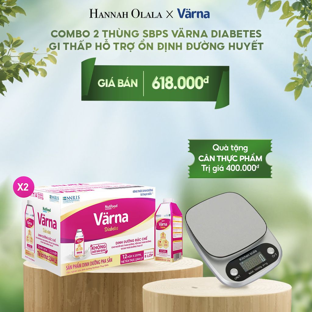  E59_DEAL 6: COMBO 2 THÙNG SỮA BỘT PHA SẴN VARNA DIABETES HỘP GIẤY (24 HỘP X 237ML) 