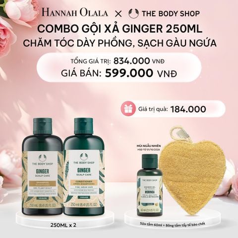  E952: DEAL 6: COMBO CHĂM TÓC DÀY PHỒNG, GIẢM GÃY RỤNG, SẠCH GÀU NGỨA GINGER 250ML - DẦU GỘI & DẦU XẢ 