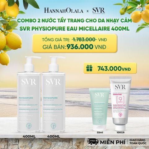  COMBO 2 NƯỚC TẨY TRANG CHO DA NHẠY CẢM SVR PHYSIOPURE EAU MICELLAIRE 400ML - DEAL 06 