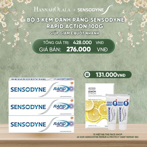 DEAL 6: BỘ 3 KEM ĐÁNH RĂNG SENSODYNE RAPID ACTION 100G GIÚP GIẢM Ê BUỐT NHANH 