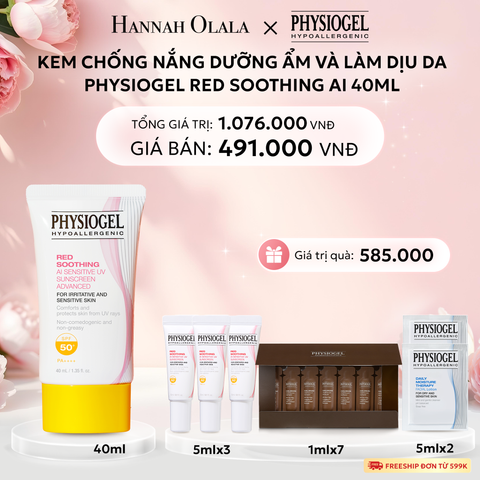  E860: DEAL 6: KEM CHỐNG NẮNG DƯỠNG ẨM VÀ LÀM DỊU DA PHYSIOGEL RED SOOTHING AI 40ml 