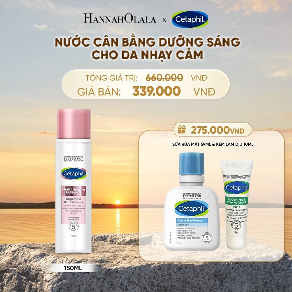  NƯỚC CÂN BẰNG LÀM SÁNG DỊU LÀNH CHO DA NHẠY CẢM CETAPHIL BRIGHT HEALTHY RADIANCE TONER 150ML DEAL 6: - B584 