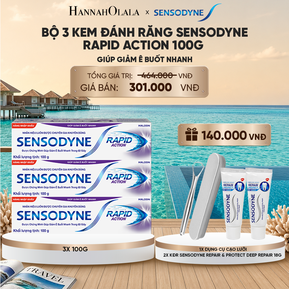  BỘ 3 KEM ĐÁNH RĂNG SENSODYNE RAPID ACTION 100G GIÚP GIẢM Ê BUỐT NHANH_ D418 