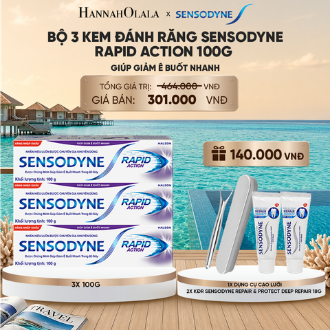  BỘ 3 KEM ĐÁNH RĂNG SENSODYNE RAPID ACTION 100G GIÚP GIẢM Ê BUỐT NHANH_ D418 