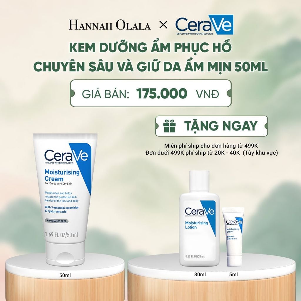  KEM DƯỠNG ẨM PHỤC HỒI CHUYÊN SÂU VÀ GIỮ DA ẨM MỊN SUỐT 48H CERAVE MOISTURISING CREAM 50ML - A1121 