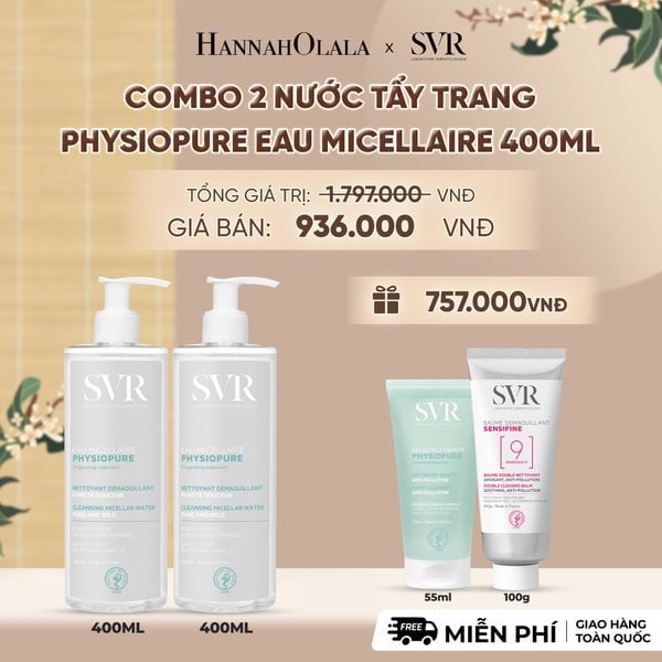  COMBO 2 NƯỚC TẨY TRANG CHO DA NHẠY CẢM PHYSIOPURE EAU MICELLAIRE 400ML - DEAL 6 - A2019 