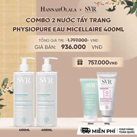  COMBO 2 NƯỚC TẨY TRANG CHO DA NHẠY CẢM PHYSIOPURE EAU MICELLAIRE 400ML - DEAL 6 - A2019 