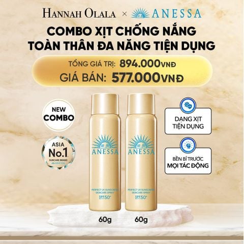  COMBO XỊT CHỐNG NẮNG DƯỠNG DA ĐA NĂNG TIỆN DỤNG BẢO VỆ HOÀN HẢO ANESSA GOLD SPRAY SPF50+ PA++++ 60GX2 - DEAL 6 
