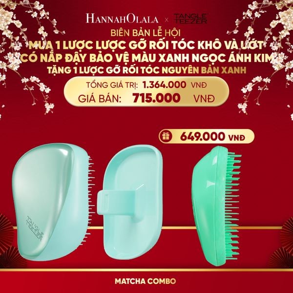  DEAL 6: MUA 1 LƯỢC GỠ RỐI TÓC KHÔ VÀ ƯỚT CÓ NẮP ĐẬY BẢO VỆ MÀU XANH NGỌC ÁNH KIM TẶNG 1 LƯỢC GỠ RỐI TÓC ƯỚT NGUYÊN BẢN XANH (MATCHA COMBO) 