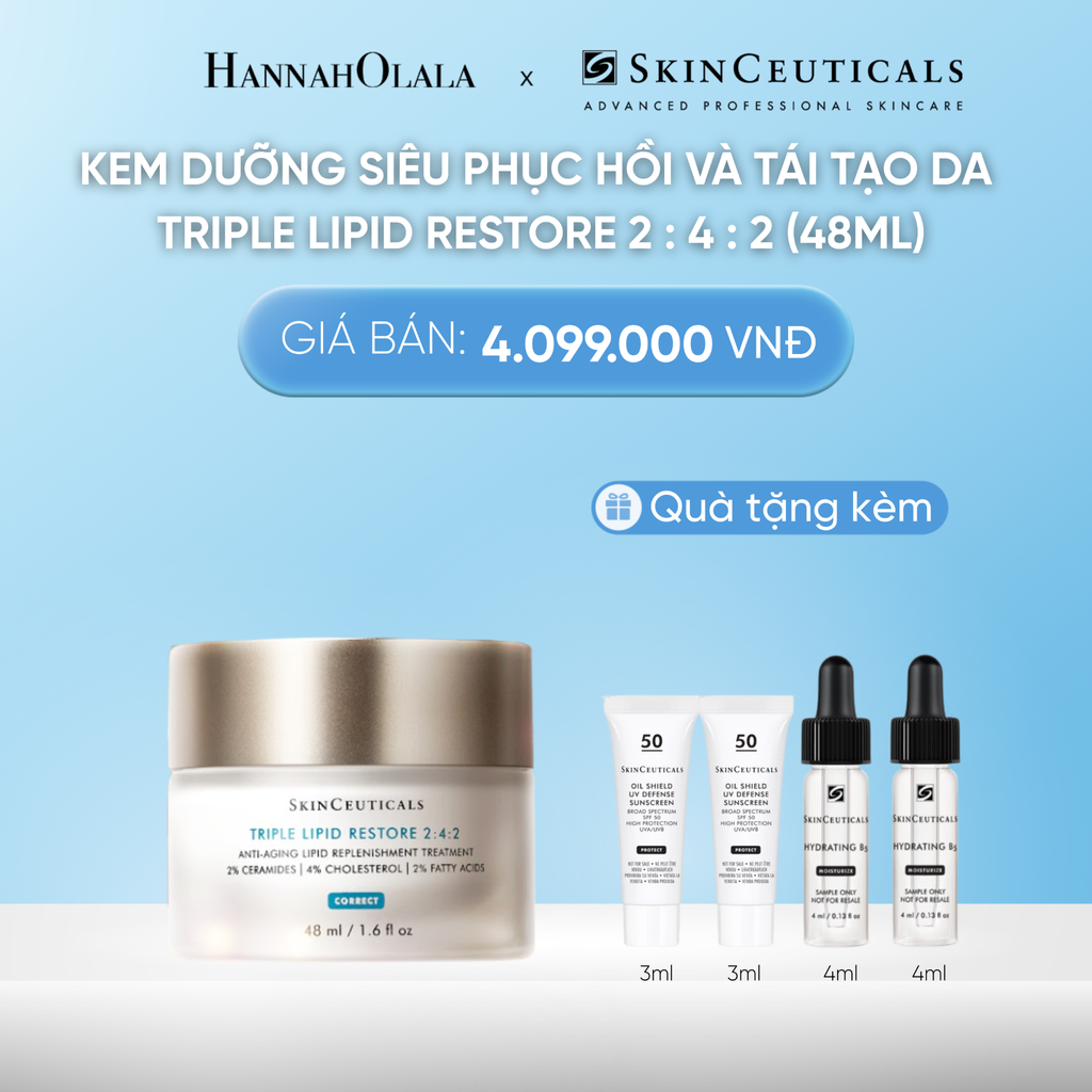  DEAL 6 KEM DƯỠNG SIÊU PHỤC HỒI VÀ TÁI TẠO DA SKINCEUTICALS TRIPLE LIPID RESTORE 2 : 4 : 2 (48ML) 