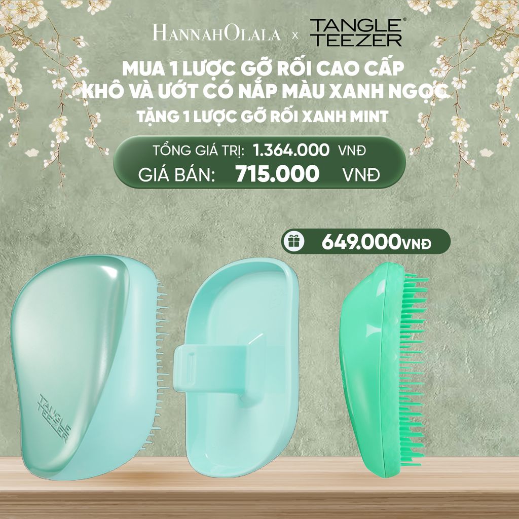  DEAL 6: MUA 1 LƯỢC GỠ RỐI TÓC KHÔ VÀ ƯỚT CÓ NẮP ĐẬY BẢO VỆ MÀU XANH NGỌC ÁNH KIM TẶNG 1 LƯỢC GỠ RỐI TÓC ƯỚT NGUYÊN BẢN XANH 