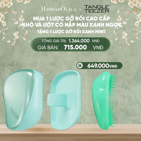  DEAL 6: MUA 1 LƯỢC GỠ RỐI TÓC KHÔ VÀ ƯỚT CÓ NẮP ĐẬY BẢO VỆ MÀU XANH NGỌC ÁNH KIM TẶNG 1 LƯỢC GỠ RỐI TÓC ƯỚT NGUYÊN BẢN XANH 