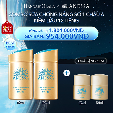  A23_[FLASH DEAL] DEAL 6: COMBO SỮA CHỐNG NẮNG DƯỠNG DA KIỀM DẦU BẢO VỆ HOÀN HẢO ANESSA GOLD MILK SPF50+ PA++++ 60MLX2 
